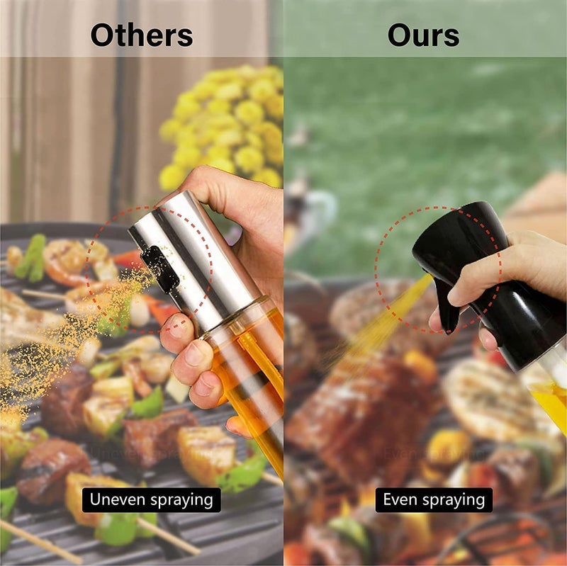 XIBO 220 ml Oil Sprayer for Kitchen Cooking Oil Dispenser Bottle Spray Mist Olive Oil Mister Refillable Used for Making Salad Baking Frying BBQ Spraying Vinegar Lime Juice Clear Black - Image 2