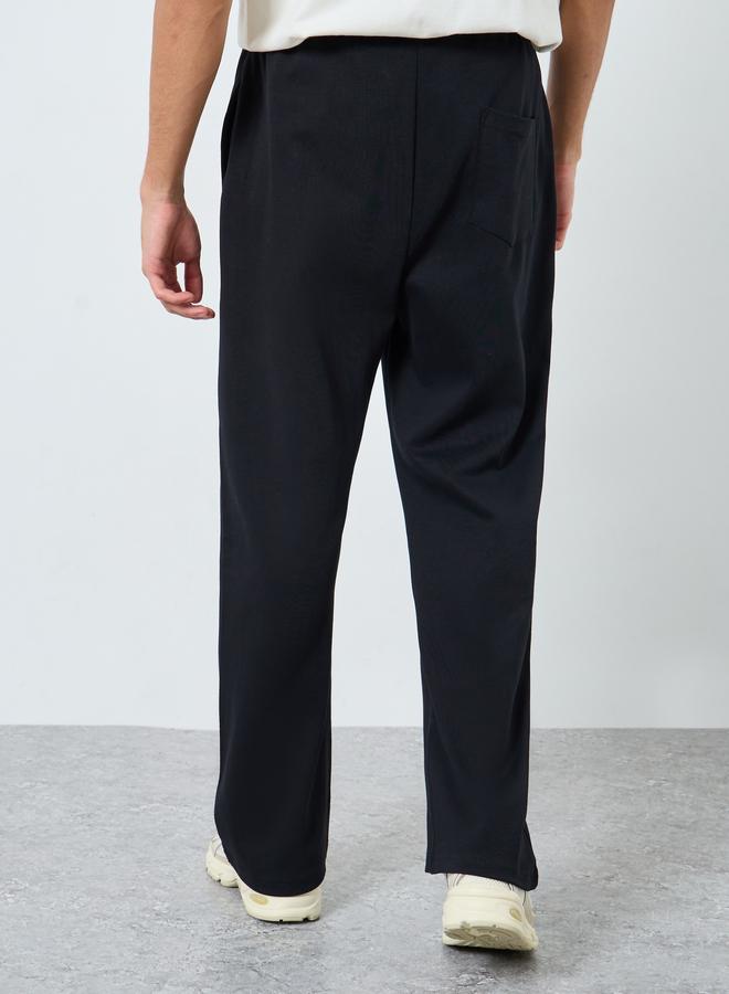 Styli Black Embossed Minimal Slogan Joggers - Image 4