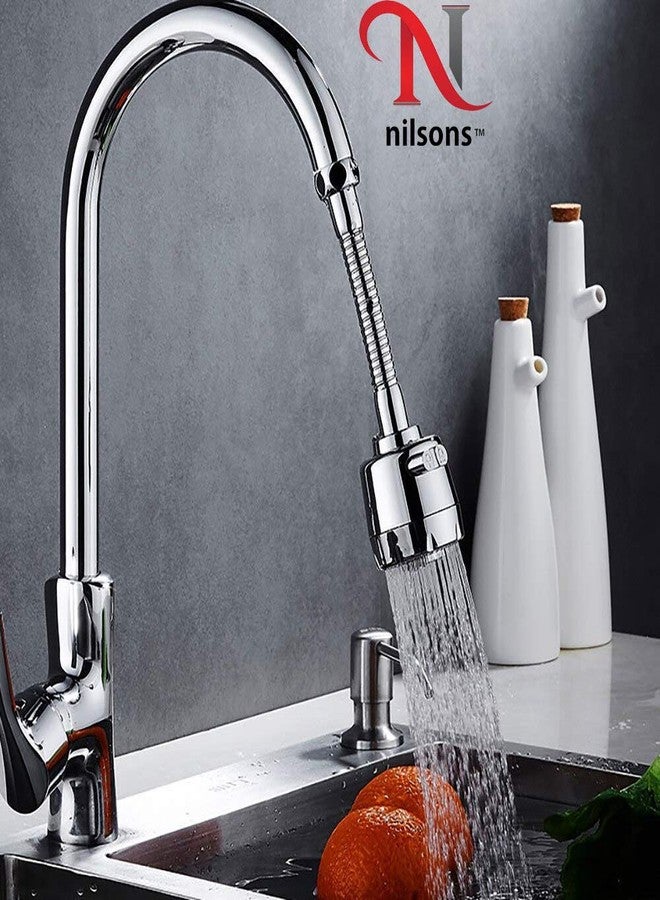 Nilsons Stainless Steel Flexible 360 Degree Rotating 2 Modes Water Saving Faucet for Kitchen Sink Sprayer Tap Extension water taps bathroom (Standard Size, Silver) turbo flex 360 degree (2) - Image 5