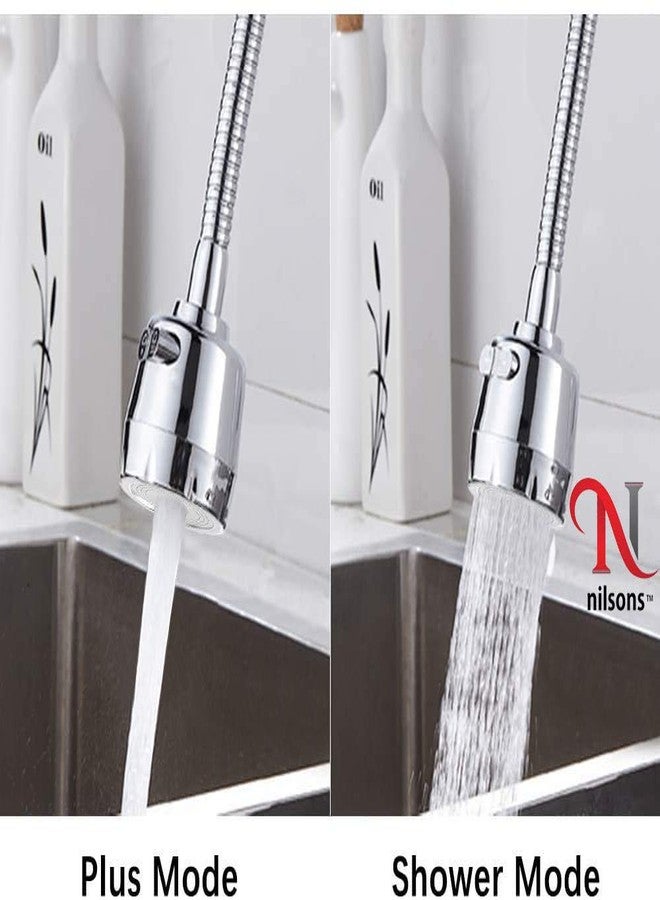 Nilsons Stainless Steel Flexible 360 Degree Rotating 2 Modes Water Saving Faucet for Kitchen Sink Sprayer Tap Extension water taps bathroom (Standard Size, Silver) turbo flex 360 degree (2) - Image 3