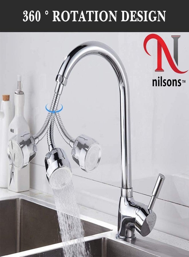 Nilsons Stainless Steel Flexible 360 Degree Rotating 2 Modes Water Saving Faucet for Kitchen Sink Sprayer Tap Extension water taps bathroom (Standard Size, Silver) turbo flex 360 degree (2) - Image 4