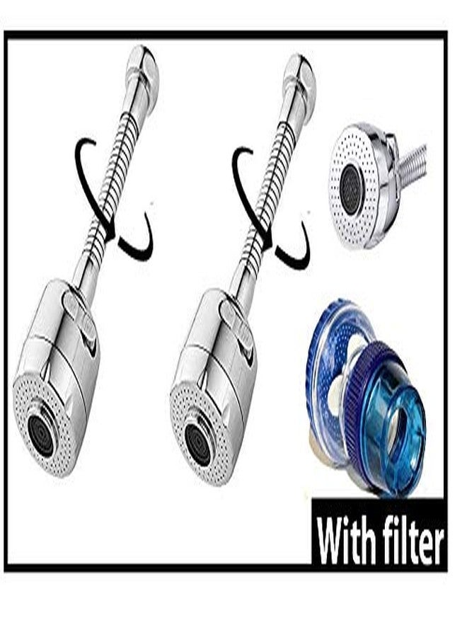 Nilsons Stainless Steel Flexible 360 Degree Rotating 2 Modes Water Saving Faucet for Kitchen Sink Sprayer Tap Extension water taps bathroom (Standard Size, Silver) turbo flex 360 degree (2) - Image 1