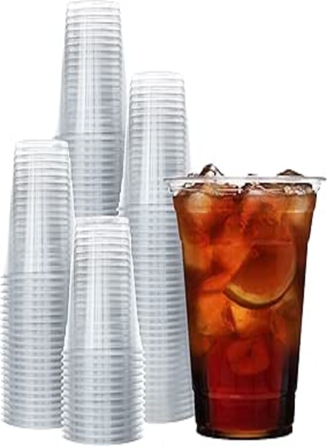Prestee 200 Clear Plastic Cups | 16 oz Plastic Cups | Disposable Cups | PET Clear Cups | Plastic Water Cups | Plastic Beer Glass | Clear Plastic Party Cups