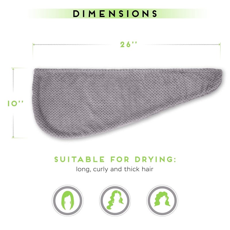 SimpleField 2 Pack Microfiber Hair Towel Wrap for Women, Anti Frizz Quick Drying Hair Turban for All Hair Style, Absorbent and Lightweight (Grey) - Image 5