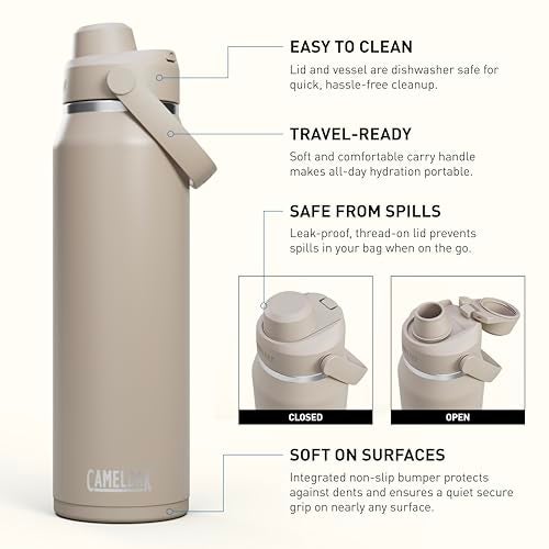 CamelBak Thrive Chug Insulated Stainless Steel Water Bottle Cold Retention with High Flow Lid for Everyday Hydration and Active Use 32oz Stone - Image 3