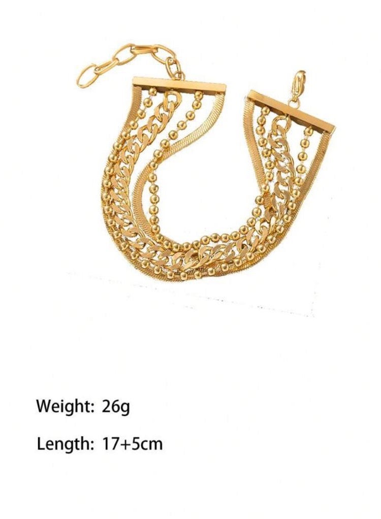 نيو ستايل اسوارة نسائية فاخرة وأنيقة من الاستانلس ستيل مطلية باللون الذهبي - Image 4