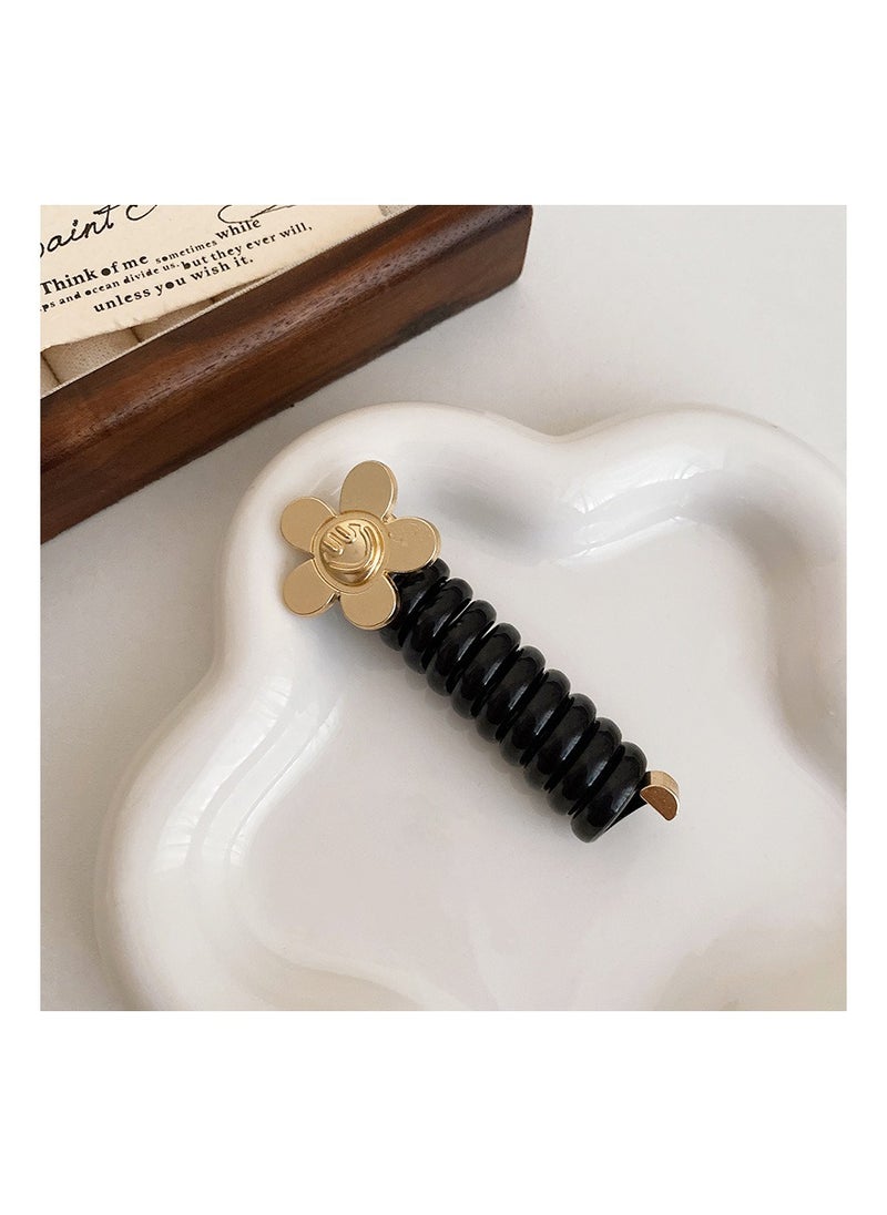 KASTWAVE - 5 Pcs Braided Telephone Wire Hair Bands, Spiral Hair Ties No Crease Ponytail Holders, Stylish Phone Cord Hair Ties, DIY Ponytail Styl, Elastic Hair Ties for Women Girls, Black - Image 1