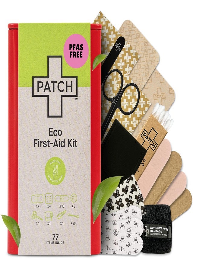 Patch Eco First Aid Kit, Assorted Hypoallergenic Adhesive Sizes, Large and Small Bandages for Sensitive Skin, Essential Medical Care in a Reusable Tin Latex Free - Image 2