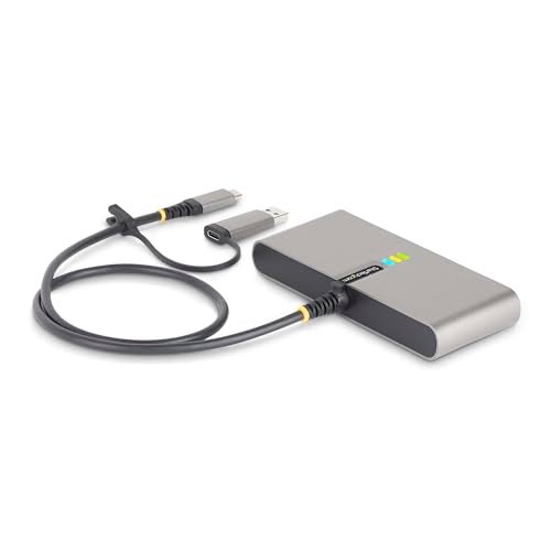 StarTech.com 2-Port USB-C Hub with Gb Ethernet and RS232 FTDI Serial, Attached USB-C to USB-A Dongle, 100W PD Pass-Through, 2X USB-A 5Gbps - Image 2
