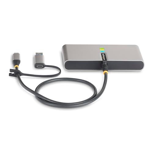 StarTech.com 2-Port USB-C Hub with Gb Ethernet and RS232 FTDI Serial, Attached USB-C to USB-A Dongle, 100W PD Pass-Through, 2X USB-A 5Gbps - Image 4