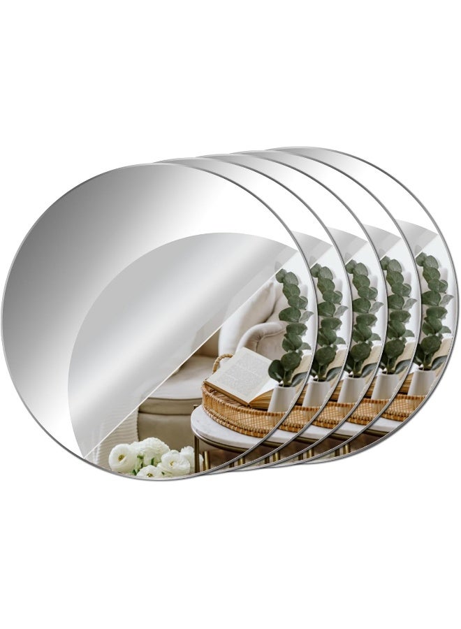 TPGP 5 Pieces Mirror Wall Stickers, 10 X 10 Cm Round Acrylic Mirrors, Decorative Wall Stickers For Home Decoration, Living Room, Bedroom - Image 1