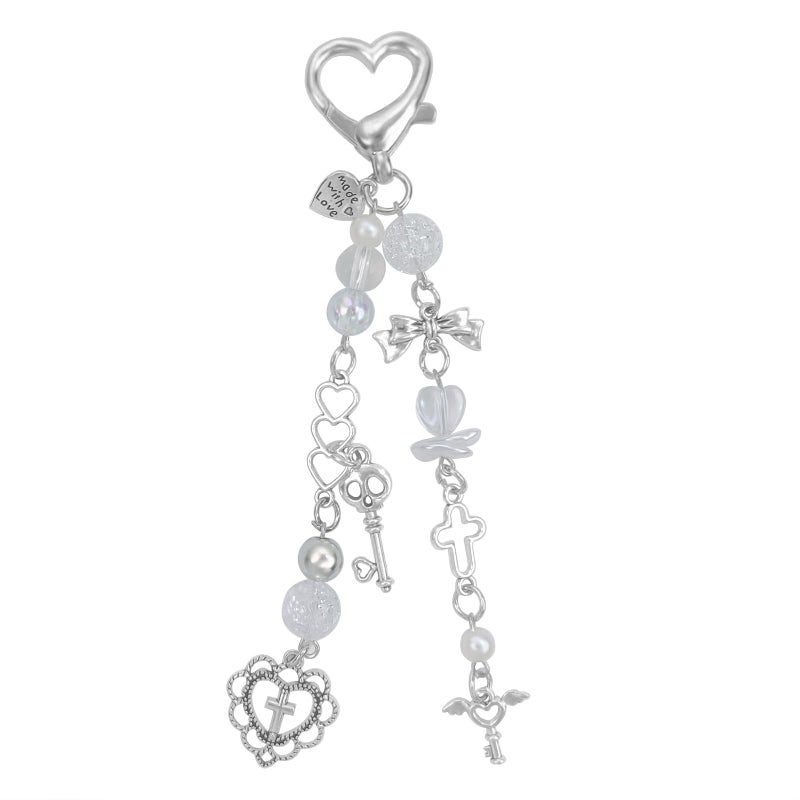 Homvog Cute Keychain Aesthetic Y2K Keychain Accessories Cute Heart Butterfly Strawberry Bear Key Chain for Keys Bags Women Gifts (1PCS Keys Heart) - Image 1