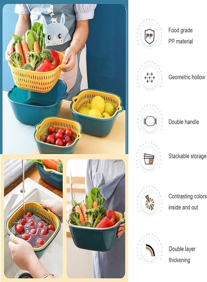 FIKKANI 6 pic Multi-Layer Vegetable Washing Baskets in The Kitchen Fruit Baskets Multi-Layer Stackable Plastic Vegetable Sinks, Soaking and Washing Fruits and Vegetables(Set of 1) - Image 3