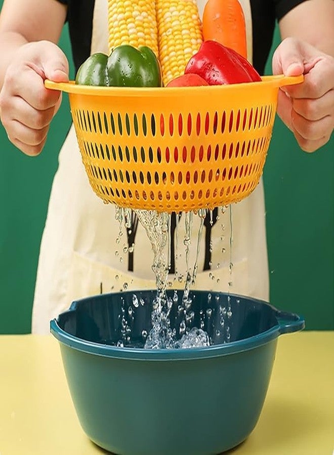 FIKKANI 6 pic Multi-Layer Vegetable Washing Baskets in The Kitchen Fruit Baskets Multi-Layer Stackable Plastic Vegetable Sinks, Soaking and Washing Fruits and Vegetables(Set of 1) - Image 4