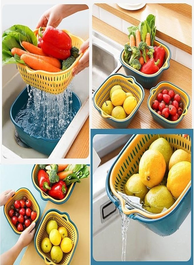 FIKKANI 6 pic Multi-Layer Vegetable Washing Baskets in The Kitchen Fruit Baskets Multi-Layer Stackable Plastic Vegetable Sinks, Soaking and Washing Fruits and Vegetables(Set of 1) - Image 2