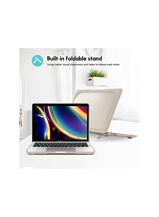 Procases Case for MacBook Pro 13 Inch 2022/2020 (A2338/A2251/A2289) Case Cover, Heavy Duty Thin Hard Shell Cover Stand Dual Layer Protective Case with Kickstand Khaki - Image 5