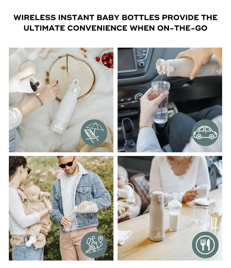 Babymoov Moov & Feed Portable Cordless Bottle Warmer – Instant Heat for Water, Formula, or Breast Milk, 11.5oz Capacity, Adjustable Temp, Fast USB Charging, Keeps Warm Up to 7 Hours - Image 5