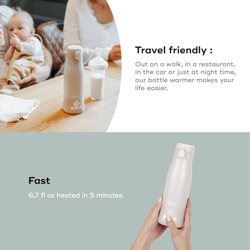 Babymoov Moov & Feed Portable Cordless Bottle Warmer – Instant Heat for Water, Formula, or Breast Milk, 11.5oz Capacity, Adjustable Temp, Fast USB Charging, Keeps Warm Up to 7 Hours - Image 3