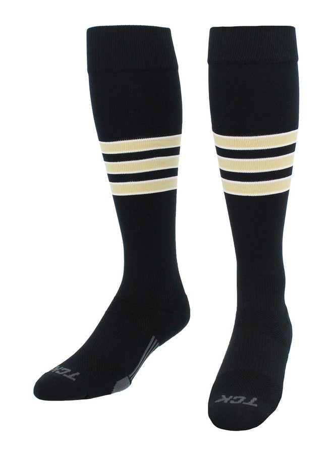 TCK جوارب TCK عالية الأداء للبيسبول/السوفتبول (أسود/أبيض/ذهبي فيغاس، مقاس متوسط) - Image 2