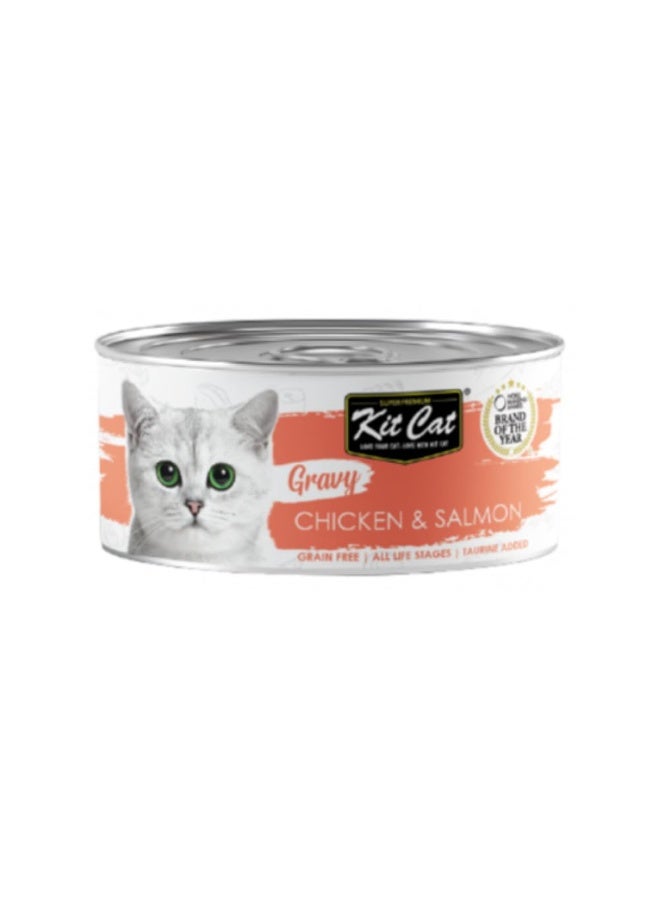 Kit Cat Chicken and Salmon in Gravy Grain Free Wet Cat Food for All Life Stages with Taurine 70g