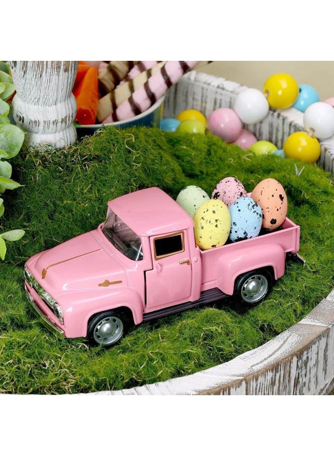 YimiBloss Easter Farm Pickup Truck Decor with Eggs, Mini Vintage Metal Diecast Farmhouse Pickup Happy Spring Farm Tiered Tray Decorations for Home Kitchen Table - Image 2