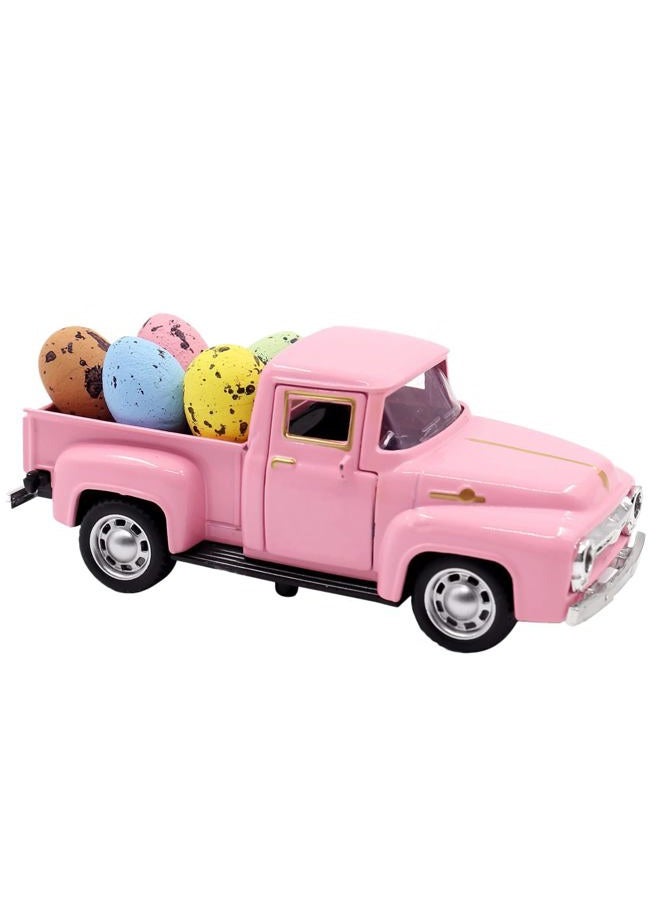 YimiBloss Easter Farm Pickup Truck Decor with Eggs, Mini Vintage Metal Diecast Farmhouse Pickup Happy Spring Farm Tiered Tray Decorations for Home Kitchen Table - Image 1