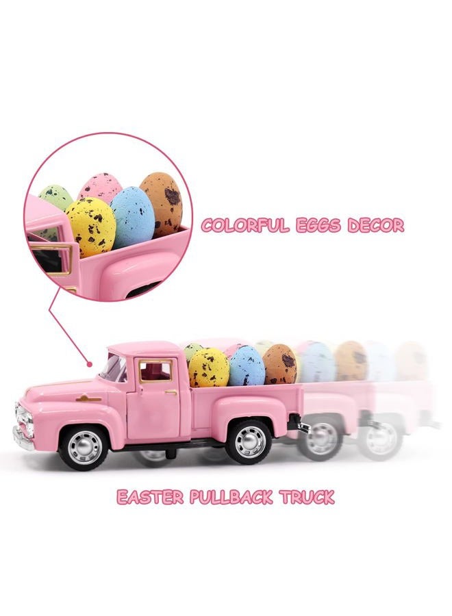 YimiBloss Easter Farm Pickup Truck Decor with Eggs, Mini Vintage Metal Diecast Farmhouse Pickup Happy Spring Farm Tiered Tray Decorations for Home Kitchen Table - Image 3