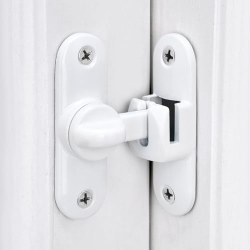 INIRET White Barn Door Latches,90/180 Degree Gate Lock,Flip Gate Latches Hardware,Zinc Alloy Right Angle Door Lock Latch,Door Security Sliding Door Latch Lock for Cabinets,Bathroom - Image 3