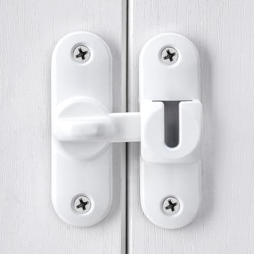 INIRET White Barn Door Latches,90/180 Degree Gate Lock,Flip Gate Latches Hardware,Zinc Alloy Right Angle Door Lock Latch,Door Security Sliding Door Latch Lock for Cabinets,Bathroom - Image 4