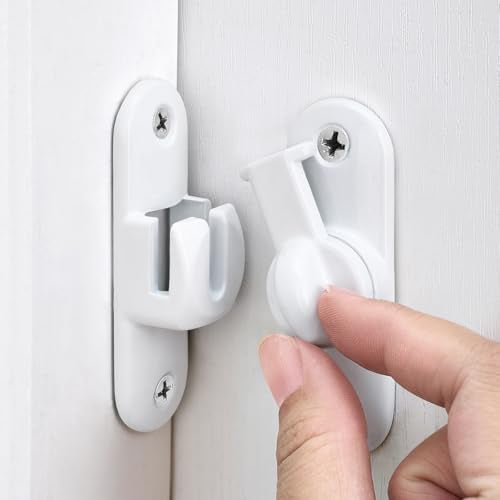 INIRET White Barn Door Latches,90/180 Degree Gate Lock,Flip Gate Latches Hardware,Zinc Alloy Right Angle Door Lock Latch,Door Security Sliding Door Latch Lock for Cabinets,Bathroom - Image 1