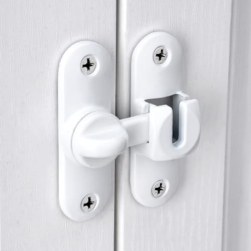 INIRET White Barn Door Latches,90/180 Degree Gate Lock,Flip Gate Latches Hardware,Zinc Alloy Right Angle Door Lock Latch,Door Security Sliding Door Latch Lock for Cabinets,Bathroom - Image 5