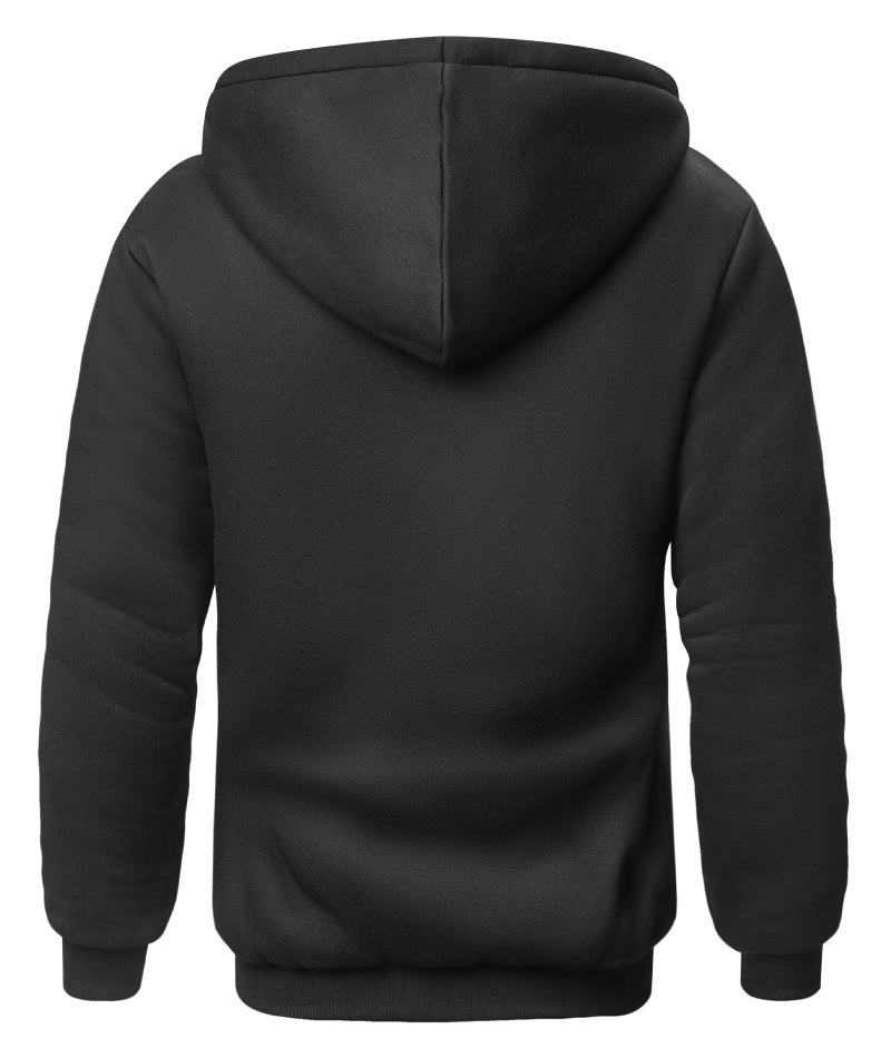 SCODI Hoodies for Men Heavyweight Fleece Sweatshirt - Full Zip Up Thick Sherpa Lined Hooded Sweatshirts Black Large - Image 3