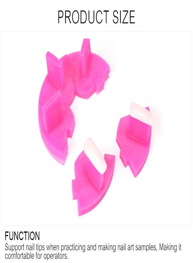 Rolabling Round Nail Display Stand False Nail Art Tips Display Holder with 5Pcs White Nails Tips Painting Press Nail Holder for Salon Manicurist DIY Training Supplies Red - Image 3