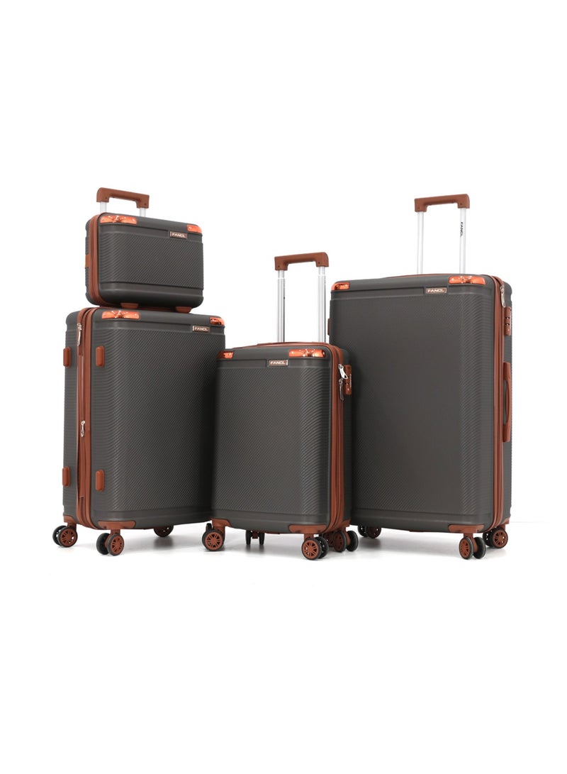 Fancl Hardshell Luggage Double Spinner Trolley Bag 4 Pieces Set,Grey (BC-14",S-20",M-24",L-28")  - Image 1