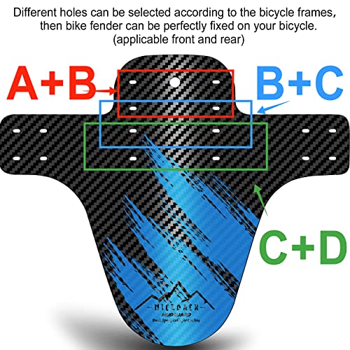 NICEDACK Bike Fender, 2PCS Adjustable MTB Mud Guard, Front and Rear Compatible Mudguards, Easy to Install, Fits 26", 27.5", 29" Fat Tire Bikes and All Disc Brake Bicycles (Blue) - Image 3
