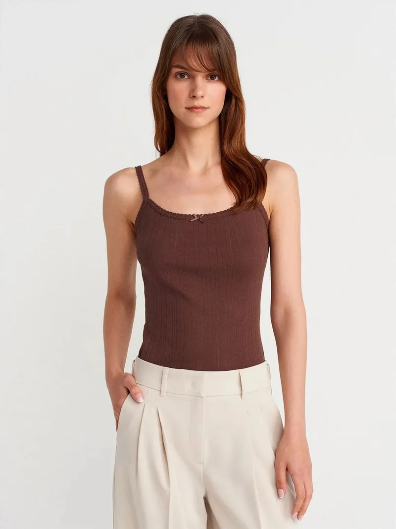 Dilvin DILVIN Slim Fit Ribbed Cotton Cami Top