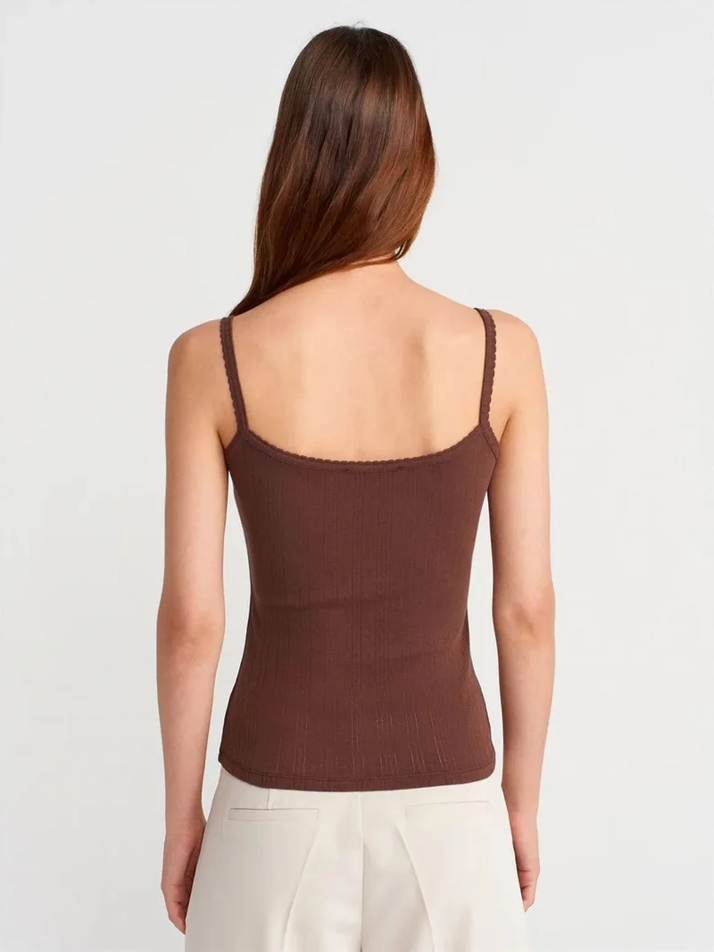 Dilvin DILVIN Slim Fit Ribbed Cotton Cami Top