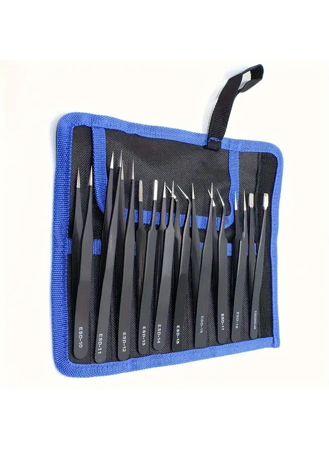 10pcs Anti Static 304 Stainless Steel Tweezers Set 2 48in Professional Precision Tools - Image 2