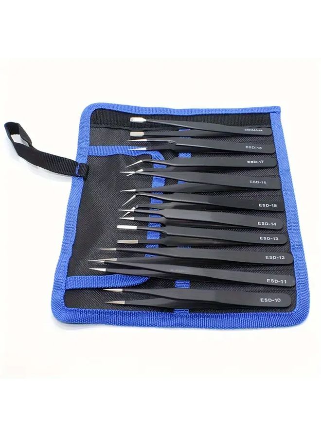 10pcs Anti Static 304 Stainless Steel Tweezers Set 2 48in Professional Precision Tools - Image 4
