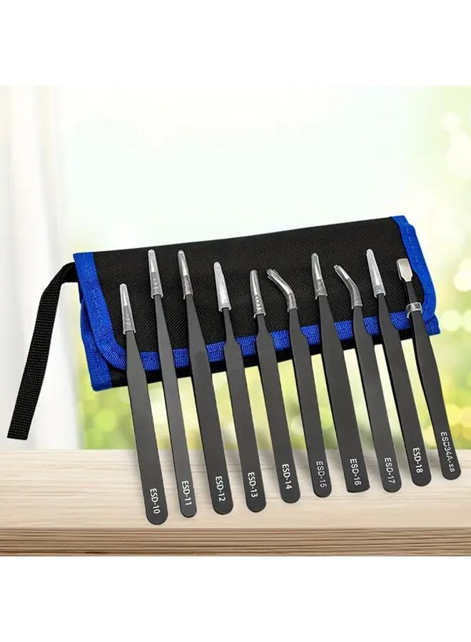 10pcs Anti Static 304 Stainless Steel Tweezers Set 2 48in Professional Precision Tools - Image 3