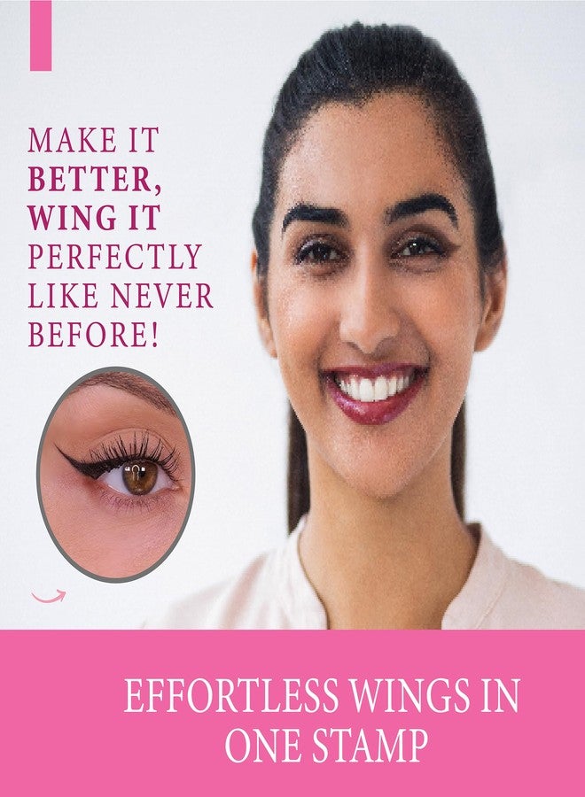 سانفي قلم تحديد العيون سانفي وينك مع ختم | مقاوم للماء والتلطخ | قلم تحديد عيون سائل أسود سريع الجفاف يدوم طويلاً | ختم جناح مزدوج الطرف وطرف دقيق | عيون مجنحة مثالية وإطلالة جريئة في ثوانٍ - Image 2