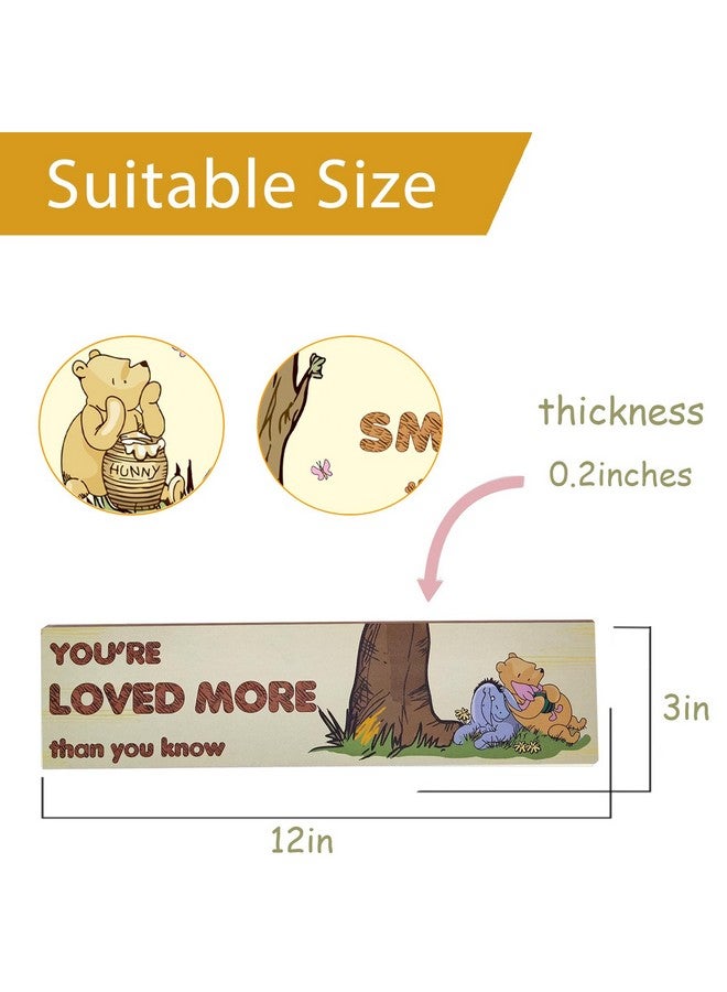 PAMBO Winnie Bear Baby Shower Decorations, 4-Panel Wooden Nursery Decor Room Inspirational Wall Art, Motivational Quote Signs - Image 2