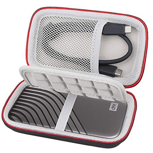 Lacdo Hard Carrying Case for WD My Passport SSD External Portable Drive 500GB 1TB 2TB 4TB External Solid State Drive EVA Shockproof Water Repellent Protective Storage Travel Bag, Black - Image 1