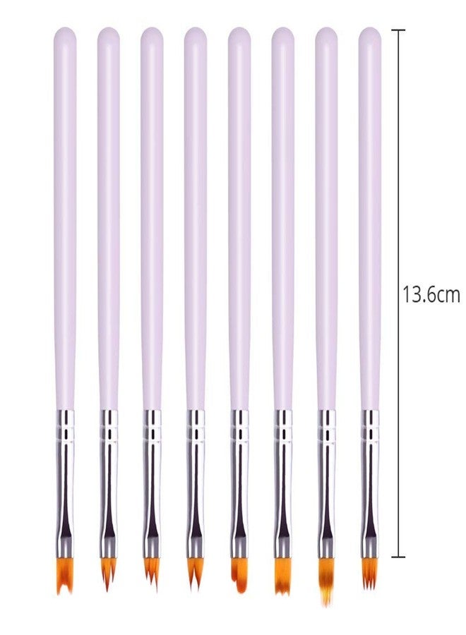 TRUEGOOD 8 Pcs Nail Brush Pen Premium Upgrade Wood Handle, Gradient Painting Brush Set UV Gel Flower Drawing Pen Purple Wood Handle Manicure Nail Art Polish Pen Tool, Valentine's Day present (8 amazing nail brushes) - Image 5