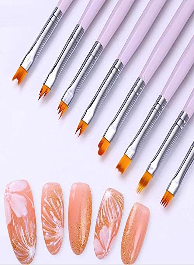 TRUEGOOD 8 Pcs Nail Brush Pen Premium Upgrade Wood Handle, Gradient Painting Brush Set UV Gel Flower Drawing Pen Purple Wood Handle Manicure Nail Art Polish Pen Tool, Valentine's Day present (8 amazing nail brushes) - Image 3