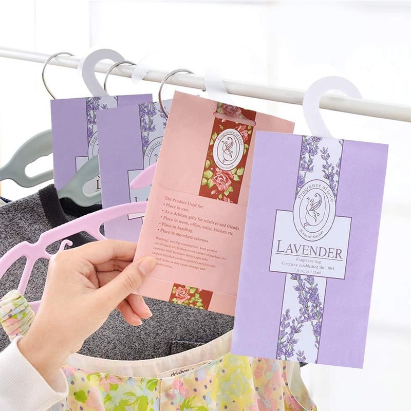 lifetop Global sizing options 16Packs Lavender & Rose Closet Air Freshener Deodorizer Scented Sachets Bags for Drawer Closets, Wardrobes and Bedrooms, Car Scent (Lavender + Rose) Trendy varied sizing alternatives - Image 4