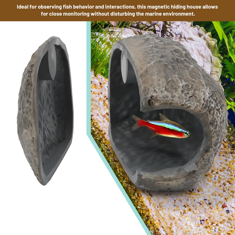 Esdallina Upgraded Magnetic Detachable Aquarium Hideaway Rock Cave to Check Your Aquatic Pets to Breed, Play and Rest Safe and Non-Toxic Resin Fish Tank Viewing Hideout Ornaments - Image 4