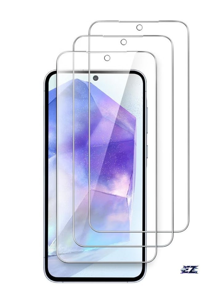 ELTRAZONE Samsung Galaxy A55 5G Screen Protector Pack of 3 – Bubble-Free, Full Coverage, Ultra-Clear Anti-Scratch, Shatterproof Tempered Glass for Maximum Protection – Perfect Fit for Samsung Galaxy A55 5G - Image 1