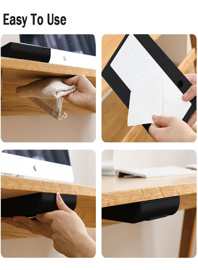 kulusion 2 Packs Under Desk Drawers, Slide Out Drawer Attachment, Plastic Desk Accessories & Workspace Organizers, Self-Adhesive Hidden Desktop Pen Holder for Office School Home (Black) - Image 5