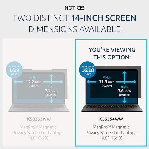 Kensington MagPro Magnetic Laptop Privacy Screen 14 inch Removable 1610 Laptop Privacy Filter AntiGlare Blue Ray Reduction Compatible with HPDellAcerAsusSamsungLenovo K55254WW - Image 3